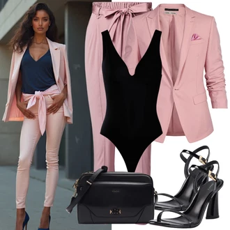 Outfit s Fialová/Růžová/Červená Paperbag Kalhoty/Mrkvová Kalhoty/Mušelínové kalhoty/Kalhoty s Vysokým Pasem Only "Elegantní podzimní outfit"