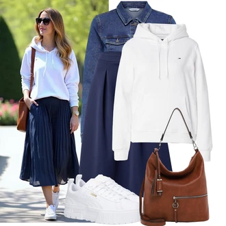 Outfity pro zábavu Elegantní, Sportovní s Šedá/Bílá Teniska na platformě/Nízká Teniska Puma "Podzimní outfit pro každý den"Look: 90tá léta, Estetika, Bad Taste, Extravagantní, Hip Hop, Skater, Sportovní, Unisex