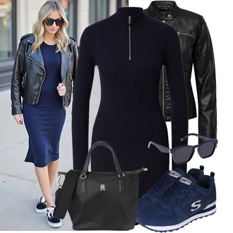 Léto Outfit s Černá/Červená Motorkářské Bund/Kožené Bund/Motorkářská bunda/Bunda z Umělé Kůže Only "Trendový podzimní outfit"