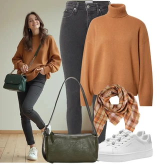 90tá léta Outfit s Šedá/Tmavě šedá/Khaki/Světle šedá Kožená bunda/Zimní bunda/Kožená Pánská Bund/High Waist Džínové Kalhoty/Slim Fit Džíny/Dámské Džíny s Délkou 7/8/Termální Džíny/Motorkářské Džíny/Kotníková Bota/Džíny s Rozparkem/Kožené Boty Calvin Klein "Vkusný podzimní outfit"Look: Styl, 90tá léta, Cool, Old Money, Venkovní, Skromné