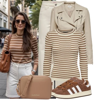 Léto Outfit s Béžová/Khaki/Hnědá Motorkářské Bund/Kožené Bund Bunda z Umělé Kůže/Bunda s Bočním Zipem/Kožené Bund/Motorkářská bunda Only "Podzimní outfit pro každý den"