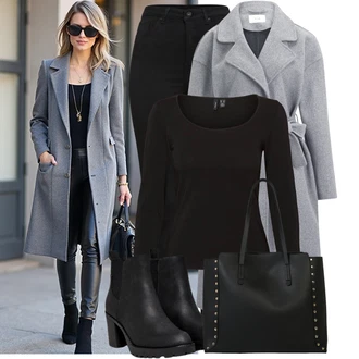 Outfit s Černá Kotníková Bota s Podšívkou/Chelsea Boty/Kožená kotníková bota/Gumová Kotníková Bota/Kožená bunda Only "Nápadný look na podzim"