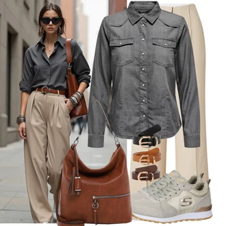 Outfit s Černá/Zlatý/Béžová/Hnědá Ležérní pásek/Kožený Pásek/Klasické Pásky About You "Nápadný look na podzim"