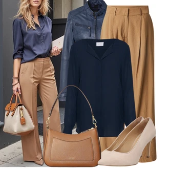 Outfity z 90. let Styl s Tmav? modrá Ko?ená bunda pro mu?e/Hedvábná Halenka/Businessová Halenka/Jednobarevná Halenka/Halenka s Dlouhým Rukávem/Halenkové Body/?ehlení odolná bl?za/Slip-on Halenka/Bl?za s knoflí?kem/Halenka se Stojatým Límcem Vila "Podzimní outfit pro ka?dý den"