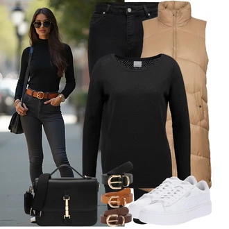 Outfit s Hnědá/Khaki/Béžová Letní peřová Bunda/Puchová Bund/Nafukovací Bund/Bunda na přetažení přes hlavu/Dlouhé Bundy VERO MODA "Vkusný podzimní outfit" Outfit s Hnědá/Khaki/Béžová Letní peřová Bunda/Puchová Bund/Nafukovací Bund/Bunda na přetažení přes hlavu/Dlouhé Bundy VERO MODA "Vkusný podzimní outfit"