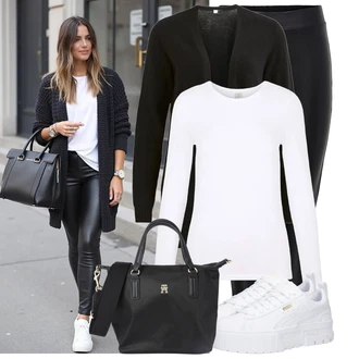 Outfit s Černá/Tmavě modrá Móda Pro Plnoštíhlou Pletenina veľkej veľkosti Vila "Trendový podzimní outfit"