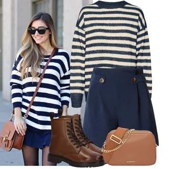 Léto Outfit s Světle modrá/Tmavě modrá/Modrá Košile Chino Kraťasy/Šortky/Vysoký pas Kraťasy/Mušelínové Šortky/Bermuda/Lněný kraťas/Papírové Šortky About You "Podzimní outfit pro každý den"