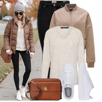 Punk Outfit s Hn?dá/?ervená/Zlatý Polo Ralph Lauren "Trendový podzimní outfit"Look: Rad, Princezny, Punk, Preppy, Italský, Retro