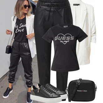 Narozeniny Podzim Outfit s Černá/Bílá/Oranžová/Zelená/Hnědá Kožená Kalhoty/Legíny Kožený Vzhled/Tregíny/Jeggings/Kožený legíny/Kalhoty z Umělé Kůže/Skinny Kalhoty Only "Podzimní Outfity"Look: Bar, Narozeniny, Koncert, Firemní večírek, Nový Rok, Valentýn, 40. narozeniny, 18. narozeniny