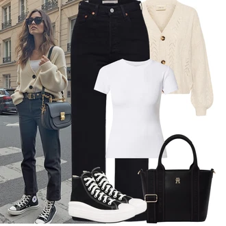 Styl Outfit s Žlutá/Fialová/Oranžová/Šedá Plisované Džíny/Zkrácené Džíny/Džíny Culottes/Kožená Pánská Bund/Džín s Širokou Nohavicí levi's ® "Podzimní Outfity"Look: Styl, 80tá léta, 90tá léta, Francouzské, Jazz, Kancelář, Chytrý příležitostný, Pracovní oděvy, Old Money