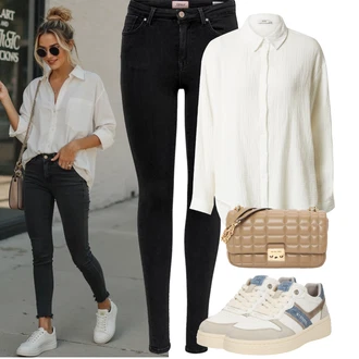 Elegantní Outfit s Černá/Tmavě modrá Kalhoty Džínové Legíny/Jeggings/Push up Kalhoty/Skinny Kalhoty Only "Podzimní Outfity"Look: Styl, Cool, Elegantní, Francouzské, Old Money