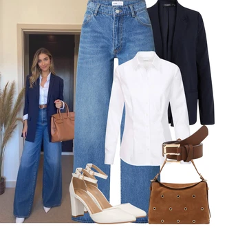 Outfity pro zábavu Elegantní, Sportovní s Bílá/Krémová Letní Bota/Sandál s podpatkem/Pohodlná lodička/Boty Mary Jane/Sandál Na Širokém Podpatku/Přezková bota/Lodička s T-páskem/Sandál Na Podpatku/Vintage Lodička About You "Podzimní Outfity"Look: Ležérní, Šik, Elegantní, Cool, Old Money