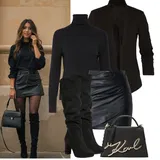 Outfity s černými kozačkami nad kolena image