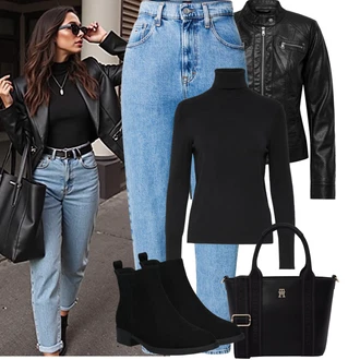 Léto Outfit s Černá/Červená Motorkářské Bund/Kožené Bund/Motorkářská bunda/Bunda z Umělé Kůže Only "Podzimní Outfity"