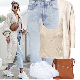 Basketbal Outfit s Bílá/Modrá Skate Bota/Nízká Teniska/Teniska na platformě/Kožené tenisky Nike Sportswear "Podzimní Outfity"Look: Basketbal, Skating, Bruslení