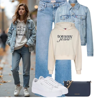 70tá léta Outfit s Modrá/Světle modrá levi's ® "Podzimní Outfity"Look: Nadrozměrné, 70tá léta, Vintage, Unisex, Krásný, Univerzitní, 90tá léta, Pracovní oděvy