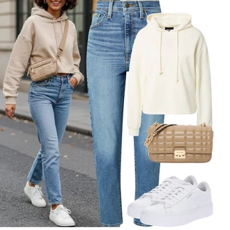 Outfity s "mom" džínami "Podzimní Outfity"