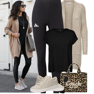 Outfit s Černá Tričko/Jednoduchý top/Tričko s vodopádovým výstřihem/Funkční tričko/Síťované tričko/Tričko s krátkým rukávem/Krátký top/Sportovní tričko/Zavinovací Tričko VERO MODA "Podzimní Outfity"