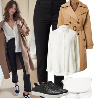 Moderní Matka nevěsty Outfit s Béžová/Hnědá/Khaki Boss "Podzimní Outfity"Look: Cool, Námořní, Moderní, Francouzské, Old Money, Chytrý příležitostný, Safari, Univerzitní