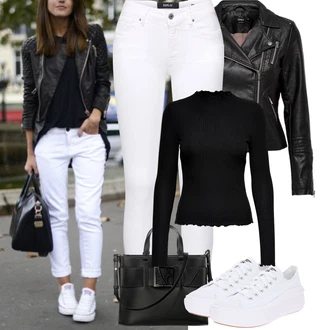 Léto Outfit s Černá/Červená Kožené Bund Bunda z Umělé Kůže/Motorkářská bunda/Motorkářské Bund/Kožené Bund Only "Podzimní Outfity"