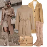 Outfity s hnědými kozačkami nad kolena image