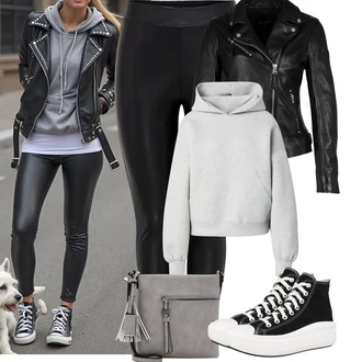 Outfit s Černá/Bílá Zimní tenisky/Tenisky s Bočním Zipem/Plátěná teniska Converse "Podzimní Outfity"