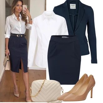 Outfity pro matriční úřad s Tmavě modrá/Krémová/Žlutá/Bílá Sukně Pro Vysokou Školu/60tého Léta Sukně/Krátká Sukně/90tá Léta Sukně/80tého Léta Sukně/Moderní Sukně/Pletená Sukně/70tá Léta MiniSukně/Tužková Sukně/Unisex Sukně/Sukně boucle Ichi "Podzimní Outfity"