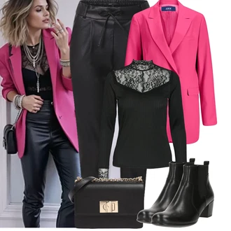 Outfit s Černá Letní kotníková kozačka/Vintage Kotníková Bota/Kožená kotníková bota/Chelsea Boty/Kožená bunda/Kotníková Bota s Podšívkou/Gumová Kotníková Bota About You "Podzimní Outfity"