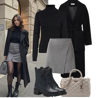 Motorka Outfit s Černá/Modrá/Tmavě modrá Bota Šněrovací Kozačka/Kožená kotníková Bota/Bojová Bota/Motorkářská Bota Tamaris "Podzimní Outfity"Look: Potápění, Skating, Motorka