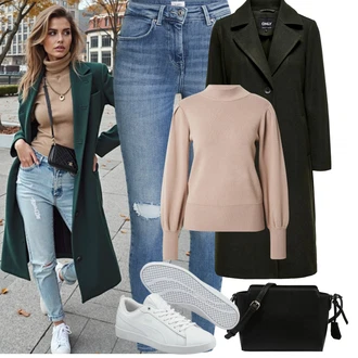 90tá léta Outfit s Světle modrá/Modrá Kalhoty s dírou/Džínové Legíny/Jeggings Only "Podzimní Outfity"Look: Styl, 90tá léta, Cool, Disko, Moderní, Old Money
