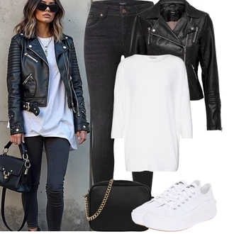 Léto Outfit s Černá/Červená Kožené Bund Bunda z Umělé Kůže/Motorkářská bunda/Motorkářské Bund/Kožené Bund Only "Podzimní Outfity"