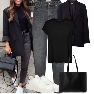 so sponou Outfit s Tmavě modrá/Černá Boyfriend Sako/Kožená bunda/Kožená Pánská Bund/Oversize Sako/Pletený Sako/Dlouhý Sako/Kožená bunda pro muže/Blejzrové Bund Boss "Podzimní Outfity"