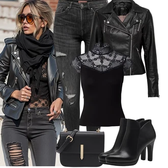 Léto Outfit s Černá/Červená Kožené Bund Bunda z Umělé Kůže/Motorkářská bunda/Motorkářské Bund/Kožené Bund Only "Podzimní Outfity"