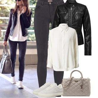 Outfit s Šedá/Tmavě šedá/Světle šedá Džínové Legíny/Manšestrový Legíny/Tregíny/Skinny Kalhoty/Jeggings Only "Podzimní Outfity"