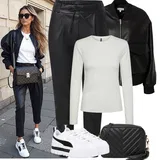 Outfity s lesklými legínami image