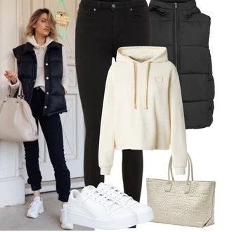 Basketbal Outfit s Bílá Nízká Teniska/Úzká teniska/Kožené tenisky/Teniska na platformě Adidas Originals "Podzimní Outfity"Look: Tenis, Baseball, Basketbal, Bruslení