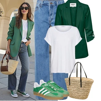 Outfit s Zelená/Tmav? zelená Vintage Teniska/Úzká Teniska Adidas Originals "Podzimní Outfity"