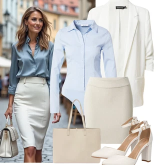 Léto Outfit s Bé?ová/Khaki/Hn?dá Pletená Sukn?/Tu?ková Sukn? A Lot Less "Podzimní Outfity"