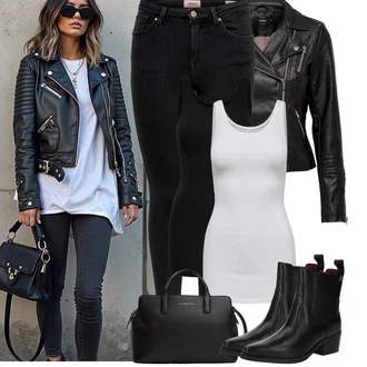 Léto Outfit s Černá/Červená Kožené Bund Bunda z Umělé Kůže/Motorkářská bunda/Motorkářské Bund/Kožené Bund Only "Podzimní Outfity"