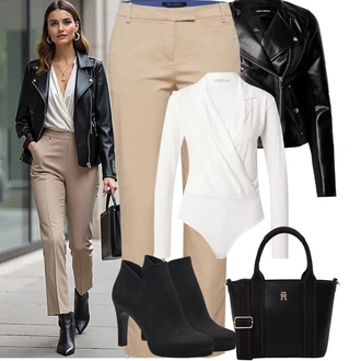 Léto Outfit s Černá Motorkářská bunda/Kožené Bund Bunda z Umělé Kůže/Kožené Bund/Motorkářské Bund VERO MODA "Podzimní Outfity"