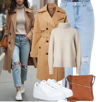 Moderní Matka nevěsty Outfit s Béžová/Hnědá/Khaki Boss "Podzimní Outfity"Look: Cool, Námořní, Moderní, Francouzské, Old Money, Chytrý příležitostný, Safari, Univerzitní