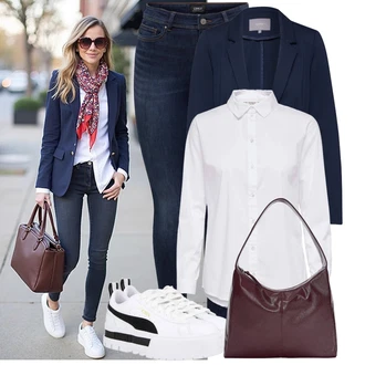 Outfity z džínu Párty s Bílá/Krémová Halenkové Body/Halenka se Stojatým Límcem/Halenka Slim Fit/Blůza s knoflíčkem/Businessová Halenka/Halenka s Dlouhým Rukávem/Žehlení odolná blůza JdY "Krásný outfit do kanceláře"Look: Bar, Svátek cukru, Matriční Úřad, Biřmování, Galavečer, Párty, Škola, Koncert, 40. narozeniny