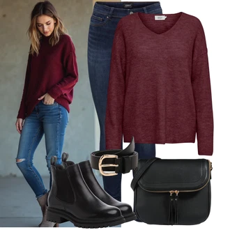 Outfit s Černá Široký Opasek/Ležérní pásek/Klasické Pásky/Pásek bez Přezky/Kožený Pásek About You "Podzimní Look"