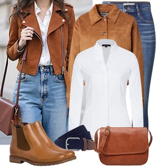 Outfity z džínu Párty s Bílá/Fialová/Šedá Blůza s knoflíčkem/Halenka Slim Fit/Businessová Halenka/Halenka se Stojatým Límcem/Žehlení odolná blůza More & More "Lehký outfit"Look: Bar, Křest, Koncert, Firemní večírek, Chatky, Škola, Zvláštní příležitosti, Biřmování, Galavečer, Opera, Svátost oltářní, Párty, Banka, Bazén