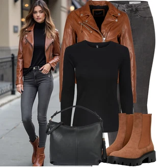 Dlouhé Outfit s ?erná Dámské D?íny s Délkou 7/8/Motorká?ské D?íny/D?íny s Rozparkem/D?íny s Nízkým Sedem/Push up D?ín/Ko?ená bunda/Slim Fit D?íny/Navlékací d?íny/Ko?ené Boty/Sweat D?íny/Termální D?íny/Zimní bunda Noisy may "Módní vzhled na podzim"