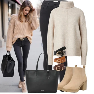 S vnitřní kapsou Outfit s Černá Nezařazené Calvin Klein "Módní vzhled na podzim"