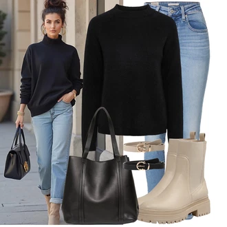 Narozeniny Léto Outfit s Světle modrá Kožená bunda/Kožené Boty/Zimní bunda/Kotníková Bota/High Waist Džínové Kalhoty/Navlékací džíny/Džíny s Rozparkem/Push up Džín levi's ® "Módní vzhled na podzim"Look: Bar, 18. narozeniny, Den na pláži, Koncert, Škola, Narozeniny