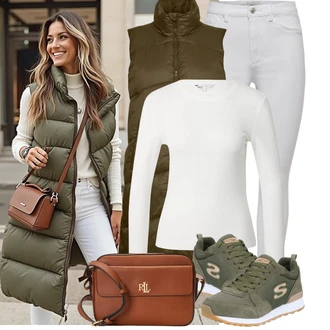 Outfit s Šedá/Krémová/Bílá Tregíny/Jeggings/Skinny Kalhoty/Džínové Legíny/Kalhoty s dírou/Kalhoty se Štěrbinou/Legíny s Rozparkem Only "Módní vzhled na podzim"