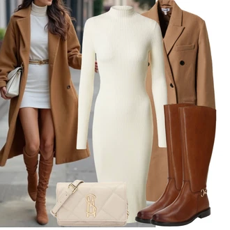 Narozeniny Léto Outfit s Béžová/Bílá/Hnědá/Zlatý Taška Přes Rameno/Bagetová taška/Dopisová peněženka/Sportovní Taška Přes Rameno/Taška Na Svatbu Steve Madden "Módní vzhled na podzim"Look: Den na pláži, Malle, Bar, 40. narozeniny, Koncert, Den matek, Opera, Škola, Narozeniny