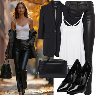 so sponou Outfit s Černá Blůzové Sako/Dlouhý Sako/Neformální Sako/Cargo Sako/Smokingové sako/Oversize Sako/Krátké Sako/Boyfriend Sako/Blejzrové Bund/Kožená Pánská Bund/Kožená bunda pro muže Only "Módní vzhled"